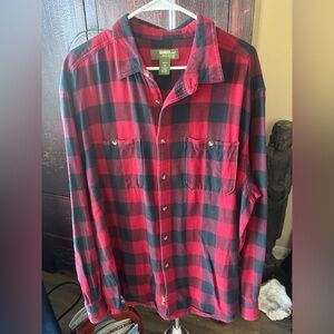 Gander MTN Men's Long sleeve 2XL Red-Black Plaid 100% Cotton Shirt